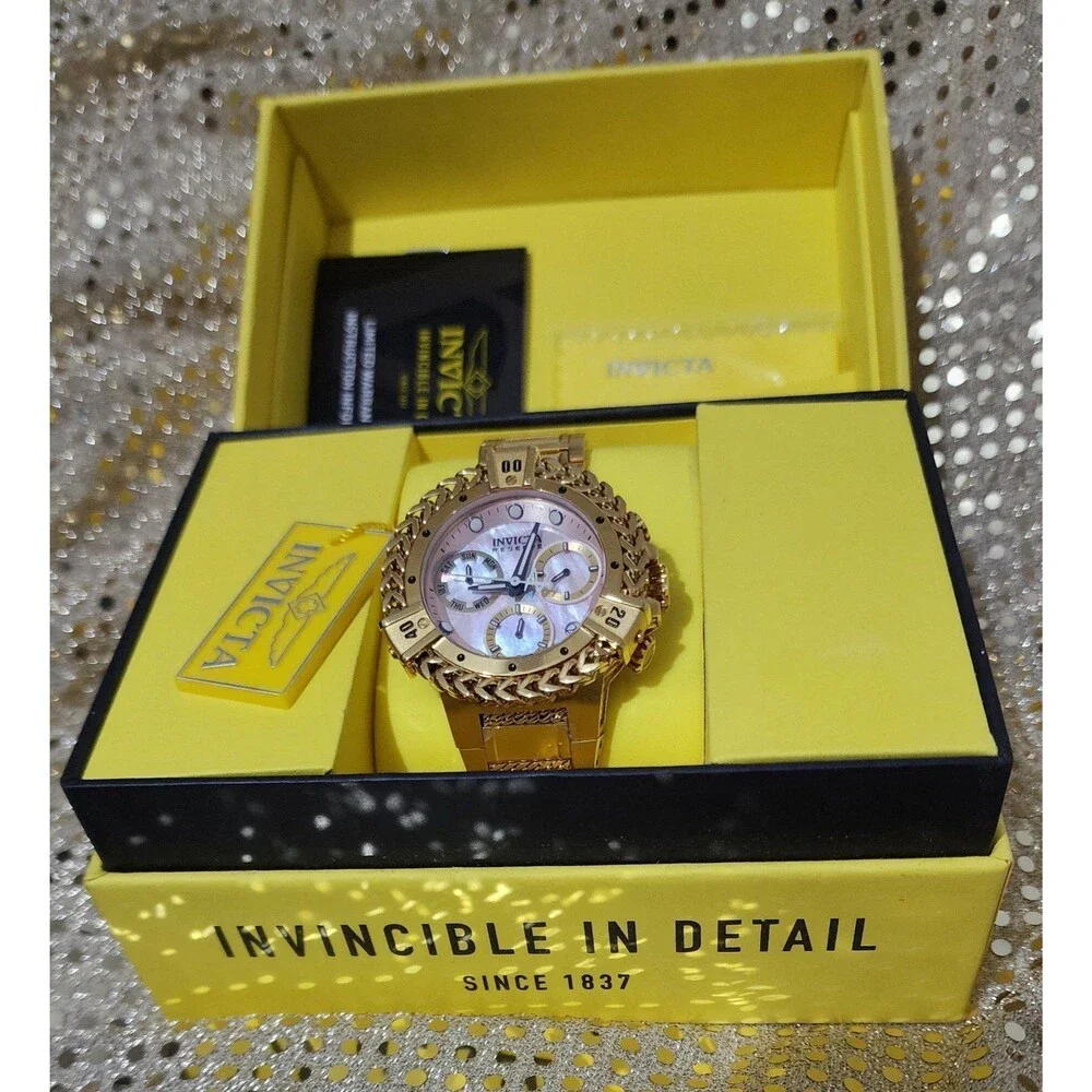 INVICTA RESERVE SWISS RONDA GOLD UNISEX Z60 WATCH, MOTHER OF PEARL DIAL